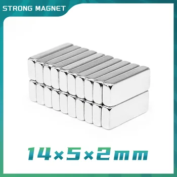 10/20/50/100/200/500PCS 14x5x2mm Quadrate Močan Magnetni Magneti 14x5x2mm Blok Neodymium Magneti 14*5*2 s trajnim Magnetom