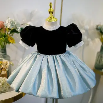 Novo Otrok Princesa Večerno obleko Lok Biseri Backless Načrtovanje Poroke, Rojstni dan, Krst Eid Stranka, Dekleta Obleke A3048