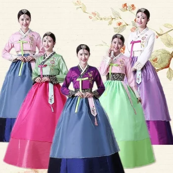 VODA Tradicionalnih korejskih Žensk Hanbok Obleke Ženska Folk Fazi Plesne Kostume Koreja Posodobili Fusion Hanbok Moderno Obleko