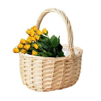 Cvetna Košarica Willow Woven Hand-Held Cvet Strani Košare Cvetna Košarica Roko Shranjevanje Košarice Za Dom Vrt Poroko Steno