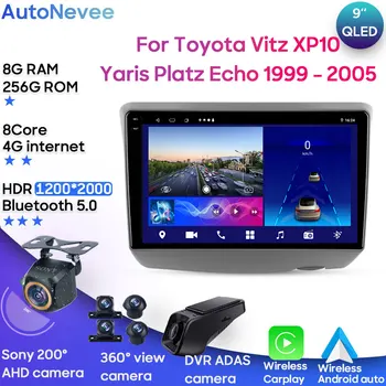 Android 13 Avtomobilski Stereo Radio Predvajalnik Za Toyota Vitz XP10 Yaris Platz Echo 1999 - 2005 Večpredstavnostna Enota GPS BT Carplay Android Auto
