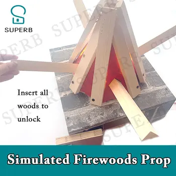 Pobeg sobi prop 2023 Novo Prop jxkj1987 odlično pobeg prop simulirani firewoods prop vstavite drva za odklepanje kresovanje tabornem ognju