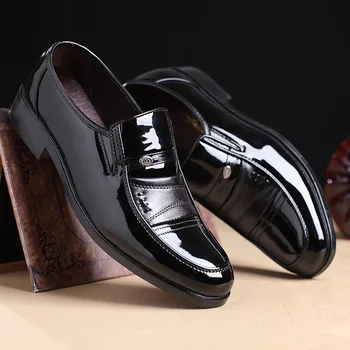 Patent moških obleko čevlje zdrsne na formalno loafer poslovnih footwears urad stanovanj