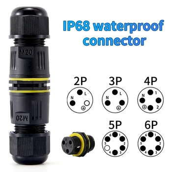 IP68 M20 Nepremočljiva Priključek za Kabel 2/3/4/5/6 Pin Vijak Napeljava Priključni Žice, Priključki za Električno Luč dozi