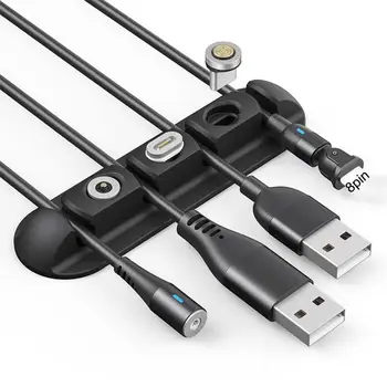 Kabel Imetnik gibka Univerzalna Silikonski 4 Luknje USB Navijalec Polnjenje Podatkov Kabel Organizator za Namizno