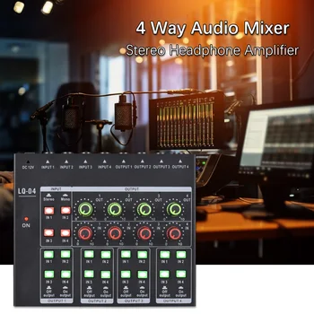 4 Kanalni Audio Mixer Prenosne Stereo Slušalke Amp Lahki Glasnost Nastavljiva Bunka za Kitaro TV Mobilni Telefon Snemanje Studio
