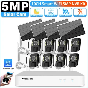 8MP 5MP FHD Brezžični CCTV Sistema dvosmerni Audio WIFI IP Varnostna Kamera Bullet solarnimi 10CH WIFI NVR Video Nadzor Kit