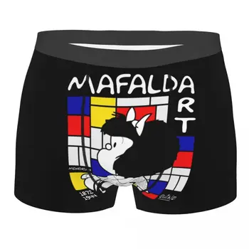 Mafalda Uživati Umetnost Mondrian Spodnje Perilo Moški Print Custom Boxer Spodnjice Brez Hlačnic, Spodnje Hlače Dihanje Spodnjice