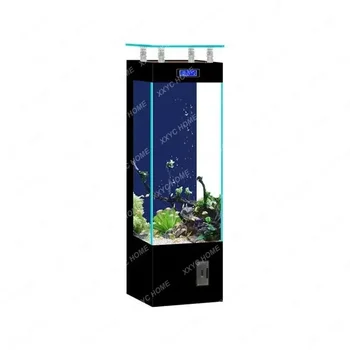 Super Belega Stekla Fish Tank Mala in Srednje velika Dnevna Soba Doma Navpično Spreminjanje Vode v Akvarij