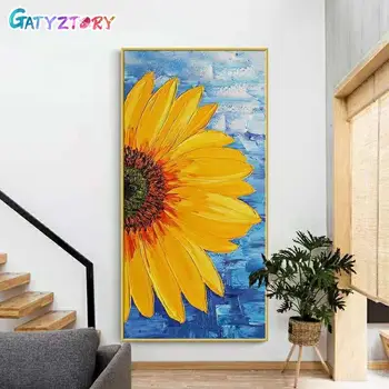 GATYZTORY Dekorativni platno, slike, sončnično diy barvanje z številkami doma dekor 60*120 cm