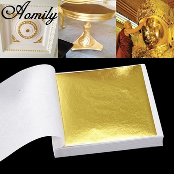 Aomily 9x9cm 100 Listov Praktične K Čisti Sijoče Zlato Listov za Gilding Funiture Vrstice Steno Obrti, Obrti Gilding Dekoracijo