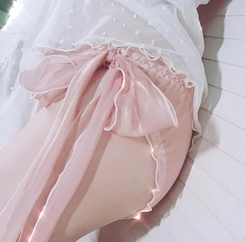 Kawaii Japonski Dekle Lolita Velik Lok Mercerized Super Mehko Svetlobo, Šifon Dame Tie-up Barva spodnje Hlačke