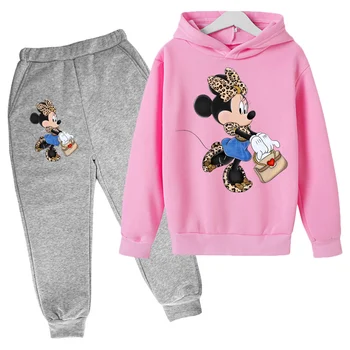 Disney Minnie Mouse Otroci Oblačila Vrh+Hlače 2 Kos Obleko S Kapuco Set Oblačila Dekleta Fant Darilo Trenirko Otroke, Otroška Kompleti Oblačil