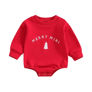 Božič Malčke Baby Oblačila Santa Tiskanja Long Sleeve Majica Romper Obleka za Mali Otroci Pozimi Obleko