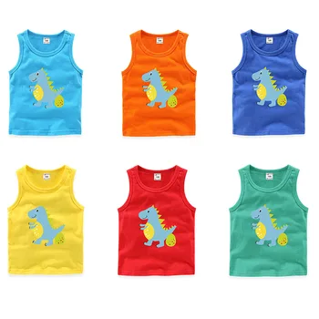 2023 Poletnih Oblačil, Fantje T-Shirt Risanka Dinozaver Otroci Perilo brez Rokavov Bombaž Dekleta Telovnik Baby Camisole Majice za Otroke