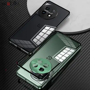 Kaljeno Steklo Shockproof Primeru Telefon Za Oneplus 11 Aluminijeve Zlitine Odbijača Kritje Za En Plus 11 PHB110 Ultra Tanek Pokrovček Telefona
