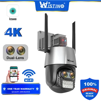 Wistino FHD 4K 8MP Dvojno Objektiv CCTV Wifi Varnostne Kamere na Prostem Auto Tracking Wifi PTZ IP nadzorna Kamera 8X Digitalni Zoom