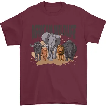 Afriške Divje živali Slon, Lev Rhino Safari Mens T-Shirt 100% Bombaž dolgimi rokavi