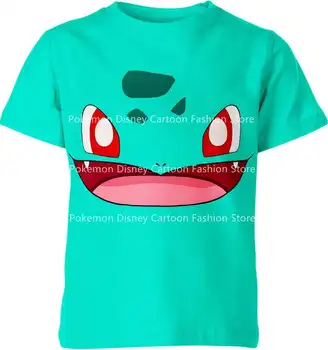 Pokemon MINISO Bulbasaur Mew Cartoon Živali T-Shirt Odrasle In Otroke Pokemon Vrhovi Moda Priložnostne T-Shirt