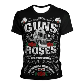 Guns N Roses Lobanje Majica s kratkimi rokavi Moški Ženske Hip Hop Punk Hard Rock T-majice Ulične Poletje Priljubljena Letnik Priložnostne Kratek Rokav Tees