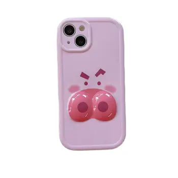 Ustvarjalne Smešno Angry Pig Nos 3D Srčkan IMD Primeru za iPhone 14 Plus 13 Pro Max Nazaj Telefon Kritje za 12 11 Pro Max X XS Max Capa