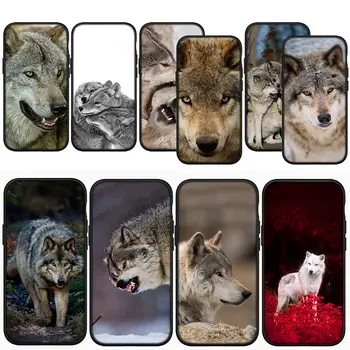 Zasledovanje Živali Wolf prosto Živečih mobilnega Telefona Primeru za Apple iPhone 15 14 13 12 11 Pro XS Max XR 6 SE 6S Plus + 14+SE Mehko Ohišje