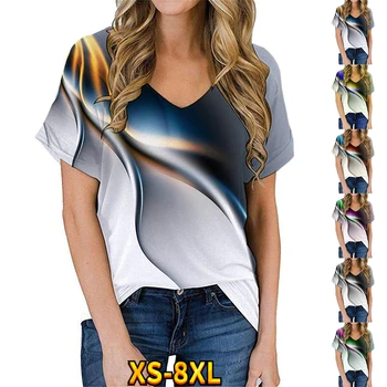 2022 Nove Ženske T-shirt Flash Tiskanje Proti-Vrat Priložnostne Nišo Design Občutek Oblačila Ženski Kratek Rokav XS-8XL