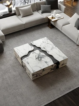Naravni marmor mizico, prvotno oblikovalec svetlobe luksuzni kvadratnih minimalističen italijanski luksuzni kamen mizico