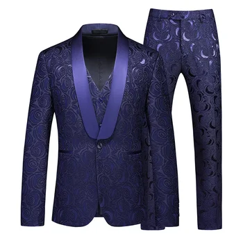 2023 Moške Nov Modni Reliefni Poslovne Pogostitve Obleko Obleko Tri Kos Moške Obleko Set