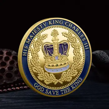 Kralj Anglije Charles III pozlačeni Spominski Kovanec Britanske Kraljeve King Charles III Kronanje Spominkov Kovancev UK