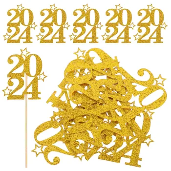 Število 2024 Torto Dekoracijo Kartico Novo Leto Diplomiranja Stranka (Približno 5 cm) (Zlato) 30pcs Dekorativni Izbirčen Božični Okraski