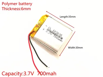 3,7 V 700mAh 603035 Litij-Polymer Li-Po baterija li ionska Baterija za Polnjenje celic Za Mp3, MP4 MP5 GPS, PSP, mobilni bluetooth