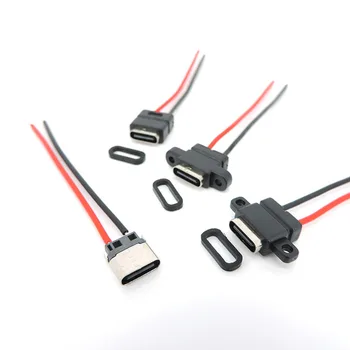1pcs nepremočljiva USB Tip-C 3.1 2 Pin plug USB C Ženski prekrivno Varjenje kabel za Polnjenje Žičnih Spojnik 180° 90° Za DIY popravila e