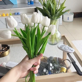 34 cm Umetno Tulipanov Cvet Pravi Dotik Šopek PE Pene Ponaredek Cvet Poročno Dekoracijo Doma, Dnevna Soba, Vrt Dekor 5/10Pcs