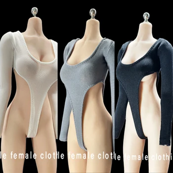 1/6 Obseg Ženske Slika Opremo Stretch Bodysuit Backless Dolge Rokave Kopalke Bikini Oblačila Model za 12 cm Telo
