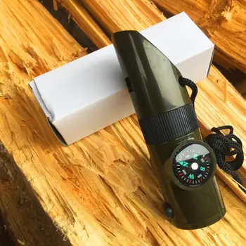 Multifunkcijski Piščalka z LED Svetilko Kompas Lupo Termometer Prenosni 7-v-1 Kampiranje, Pohodništvo Prostem Piščalka