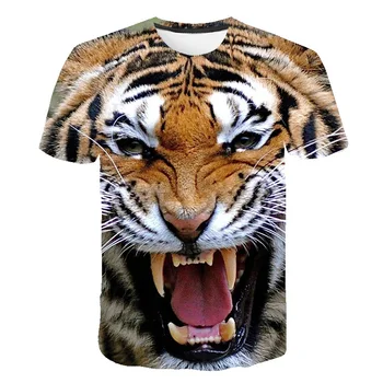 Poletne Moške Živali Tiger 3d Grafični T-Shirt Osebnost Udobno Priložnostne Ulica Vrečasta O-Ovratnik Vrh