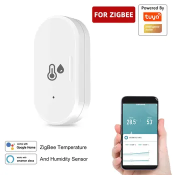 Tuya Zigbee Mini Temperatura In Vlažnost Senzorja Potrebe Zigbee Prehod Hub Smart Doma Notranjo Higrometer Alexa Google Glasovni Nadzor