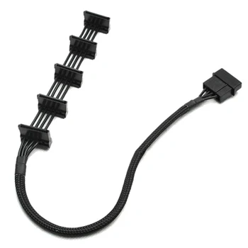 4-Pin IDE 1To 5 SATA, SATA Napajalni Kabel Adapter Razdelilniki Kabli 18AWG Black Sleeved 40 cm Za PC Server Zamenjava