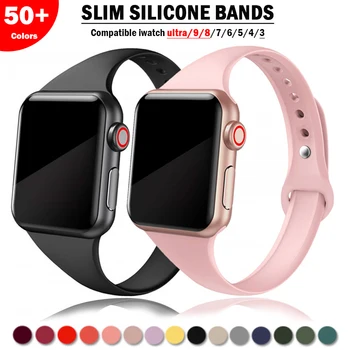 Slim WatchBands za Apple Watch band Series 9 8 7 6 5 4 SE Ultra 2 49 mm Šport zapestnica Silikonski Trak iWatch 40 MM 44 41MM 45MM