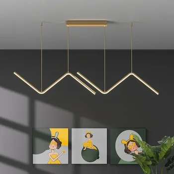 Sodobna in preprosta zlata/črna LED lestenec razsvetljavo Nordijska notranji dolg lestenec, restavracija, bar pisarna dekoracijo lestenec