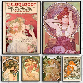 Alphonse Mucha Art Nouveau Znanih Umetniških Slik na Steno Umetnosti Plakatov in Fotografij Letnik Lady Umetniški Portret Slike Soba Dekor