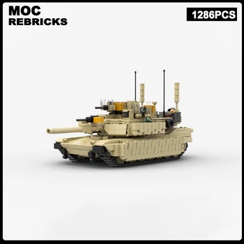 WW2 NAS Vojaške Serije M1A2 Abrams Glavni Bojni Tank MOC Gradnik, Oklepna Vozila, Model Opeke Igrače za Otroke Božič Gi
