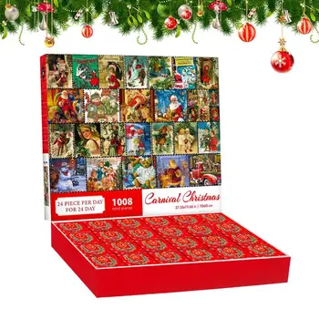 Adventni Koledar 2023 Christmas Puzzle za Otroke in Odrasle, 24 Dni Odštevanje Koledarji za Fante, Dekleta 1008 Kosov Sestavljanke 24 Škatle