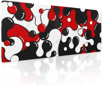 Rdeča Črna Bela Mouse Pad Kul Geometrijske Desk Mat nedrsečo Gumo Osnovno Žico Rob XL Mousepad za Gaming Laptop 31,5 X 11.8 V