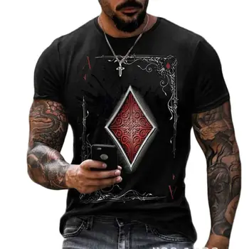 Moda Igralne Karte, Predalčni Kvadratnih 3D Tiskanje T Shirt za Moške Poletne Prevelik Kratek Rokav T-shirt Moški Oblačila Preobsežne