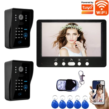 7inch WIFI Video Interkom Za Apartma Žice Video Zvonec Fotoaparat 1080P z Geslom, in RFID Odklepanje Tuya