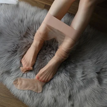 Ženske Brezšivne (Tanka) Polno Pregleden Svilnato Seksi Ingot 3D Svilene Nogavice Kožne Barve Anti-Off bazi Si