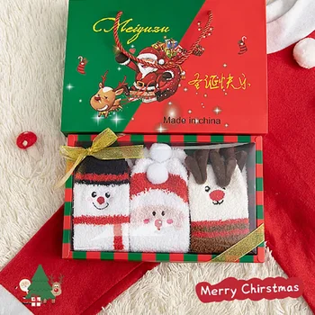 Nova Božič starši-Otrok, Tople Nogavice Ne Shed Las V Zimskem času, Luštna Elk , Spanje , Santa Claus Koralni Žamet Sredini Cylindersock