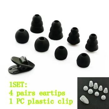 20 Določa črna/Bela Zamenjava 3,5 mm Silikonskih čepkov eartips nasvete z 1pc plastične sponke za ogled ue in-ear slušalke